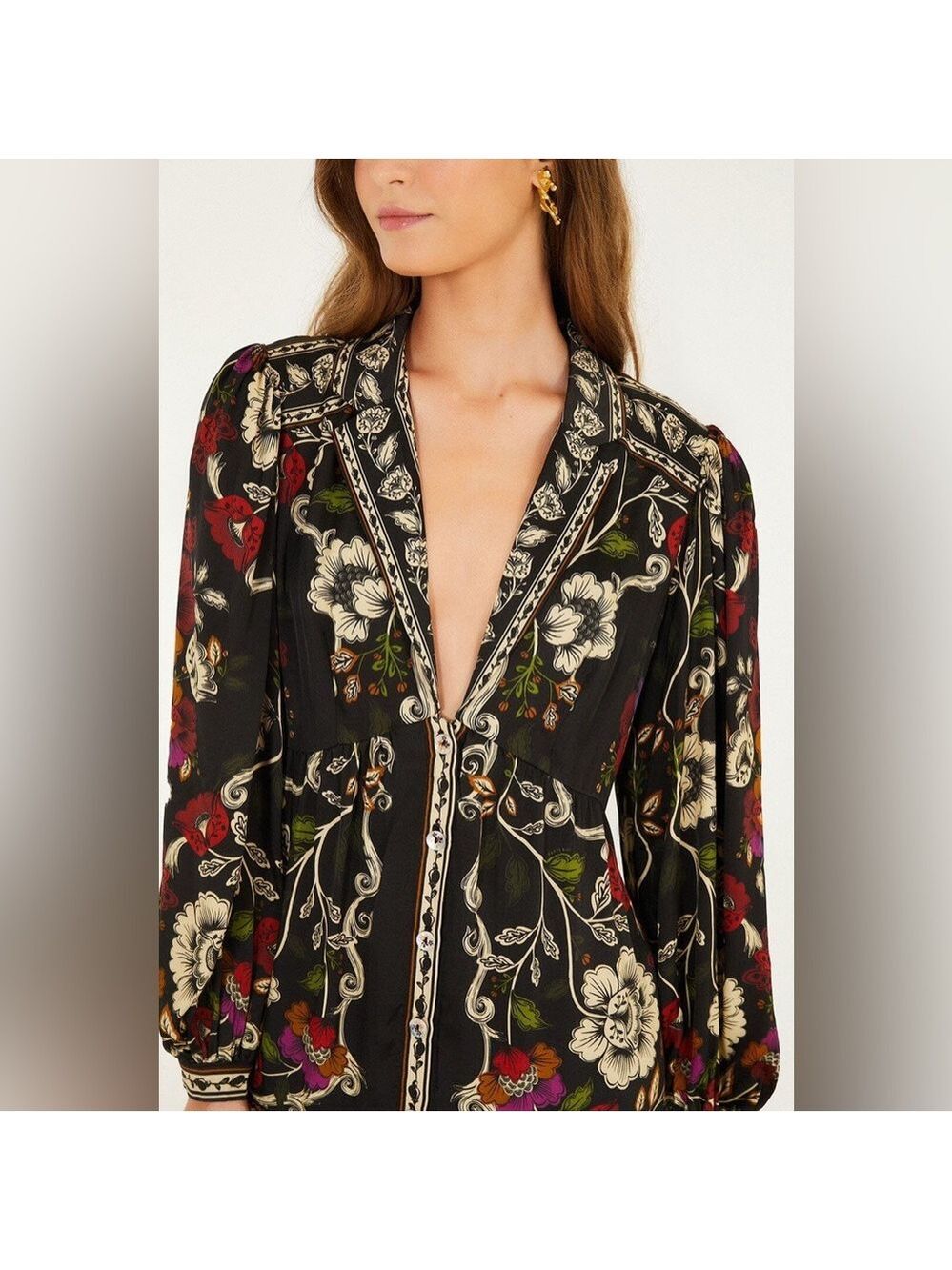 Farm Rio Black Rococo Flowers Mini Dress - Picture 3 of 8